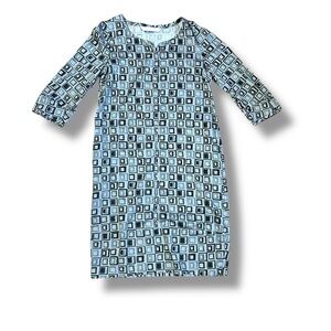 S'Max Mara linen shift dress Tunic Geometric Print Size Small 3/4 sleeve